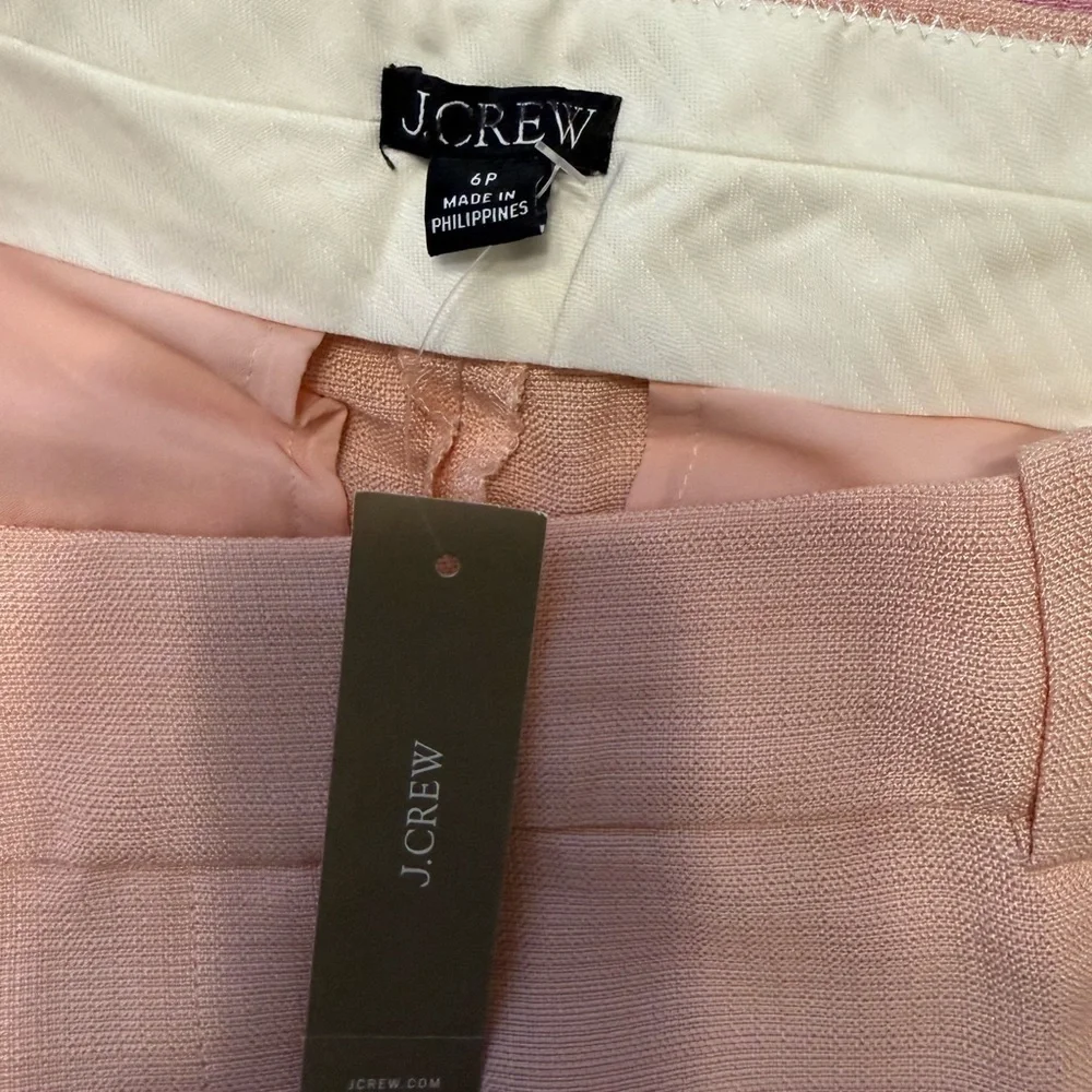 J. Crew Alexander wide-leg trousers pants in luster canvas NWT 6P Pale Petal